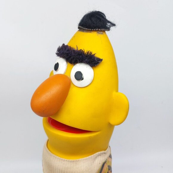Vintage Muppets Bert Puppet Striped Shirt Rubber & Cloth Collectible Sesame Stre - Picture 7 of 16